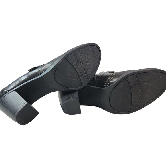 Naturalizer Quebec Loafer Shoes Black 9.5M Comfy Block Heel Leather Slip On - Picture 10 of 15